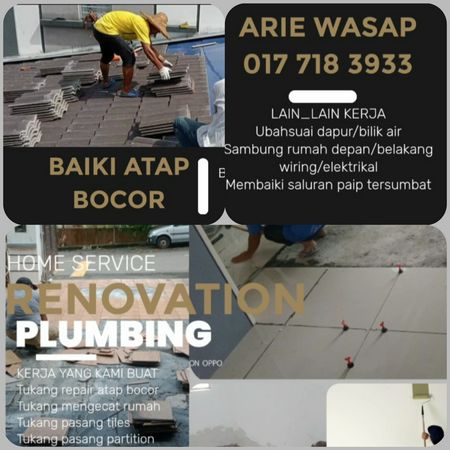Tukang kontraktor rumah, Baiki bumbung, repair atap bocor, plumber service in Kempas