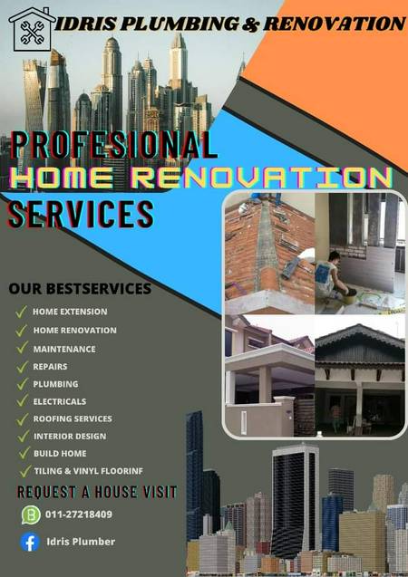 Tukang/plumber area pv2, pv3, pv4, pv5, pv6, pv7, pv7 setapak