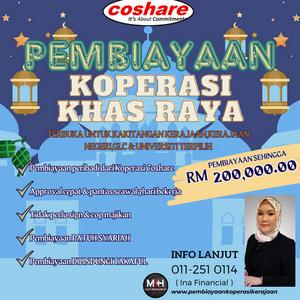 Pembiayaan Peribadi Dari Koperasi Coshare Tanpa Cop Majikan