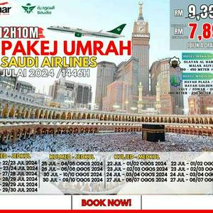 Pakej Umrah 12 Hari 10 Malam, Saudi Airlines