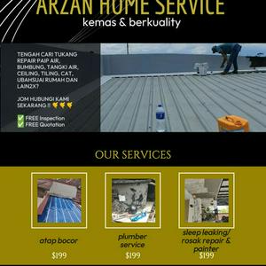 tukang baiki atap bocor tukang cat rumah/office taman impian ikonik impian emas jb ARZAN HOME service
