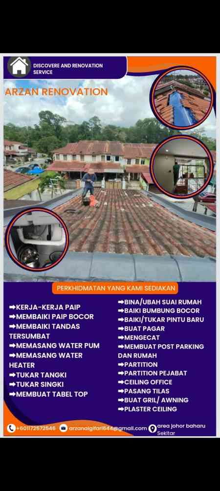 tukang baiki atap bocor impian emas skudai (ARZAN HOME SERVICE) WhatsAp