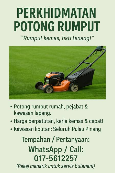 Servis pembersihan dan potong rumput -Pulau pinang
