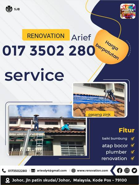 Tukang baiki bumbung bocor untuk kawasan tebrau  Arief (Home service) JB