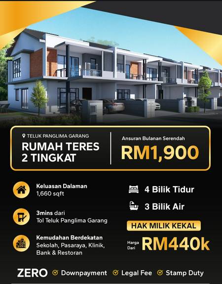 RUMAH TERES 2 TINGKAT DI TELOK PANGLIMA GARANG