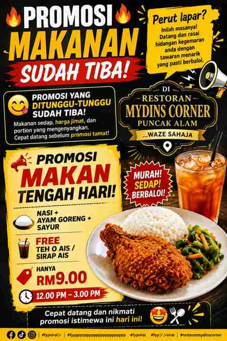 Promosi Nasi + Ayam goreng + sayur