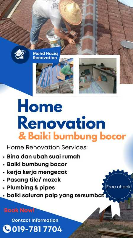 Tmn bukit Bayu senai utama tukang baiki bumbung dan renovation