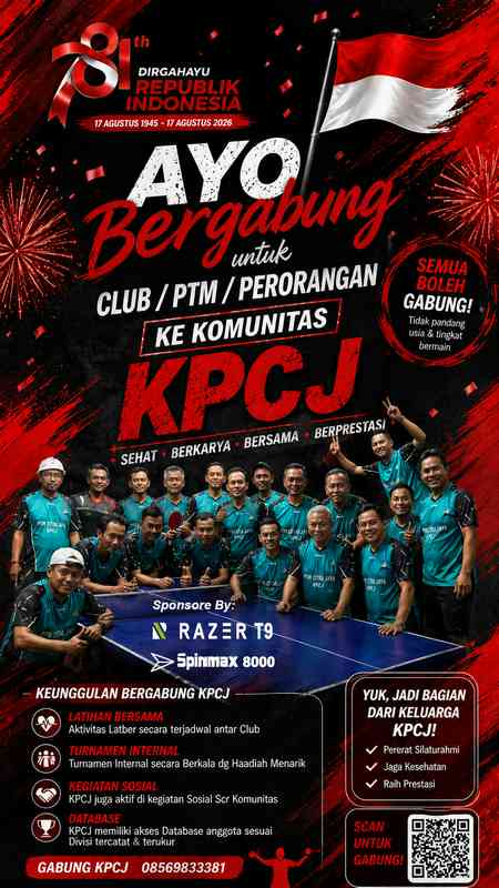 Selamat datang di KPCJ – Keluarga Besar Tenis Meja yang Sehat, Berkarya, dan Berprestasi!