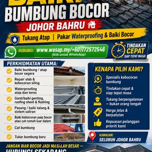 Pakar repair bumbung rumah Uda utama Johor Bahru (arzan home service)